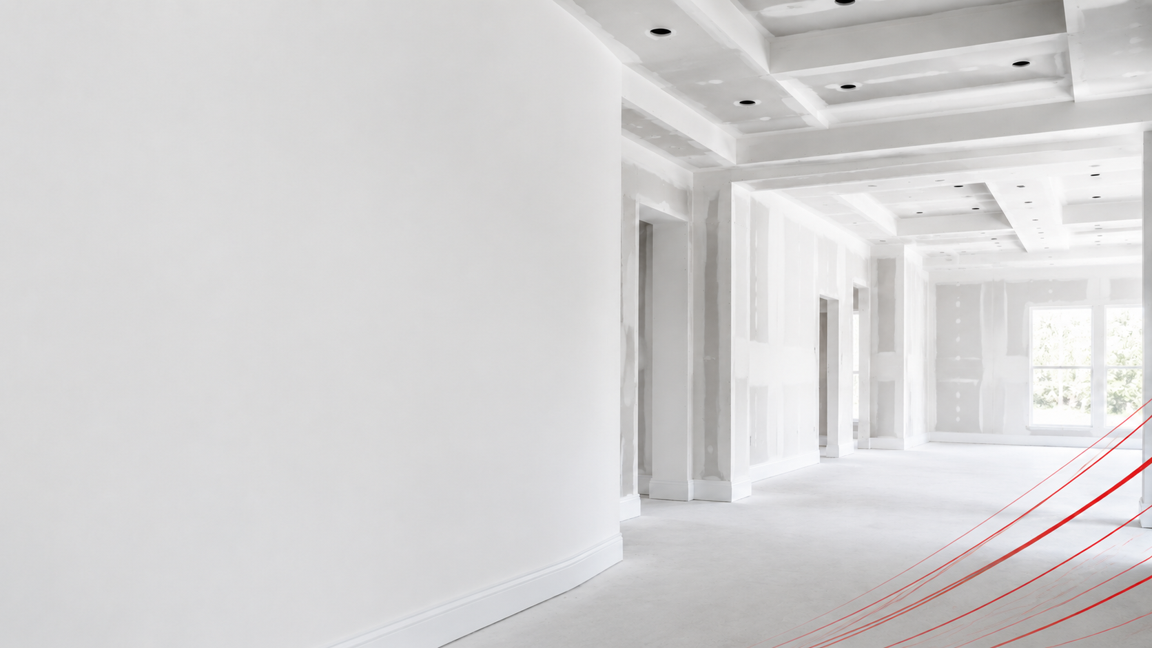 Ambiente em execução de gesso e drywall