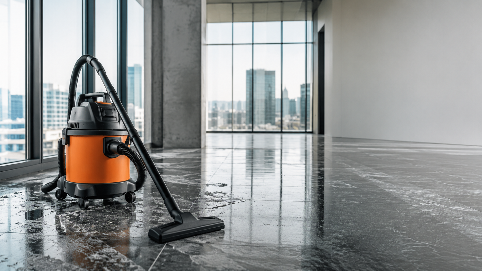 Limpeza profissional de piso após execução de obra